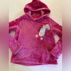 BCBG GIRLS Size Medium 10/12 Pink Fluffy Sequins Rainbow Hoodie Sweatshirt! Soft